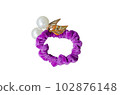 Purple fabric hair bands can be worn as fashion or accessories. isolated on white background 102876148
