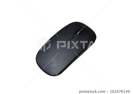 black mouse computer accessories isolated on white background with clipping path 102876149