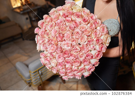 Close-up colorful spring bouquet with many different flowers jelly. 102876384