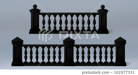 3d black balcony balustrade with roman pillar 3d black balcony balustrade with roman pillar 102877331