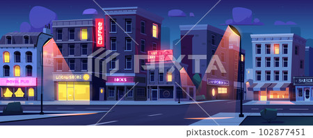Night city street intersection vector background 102877451