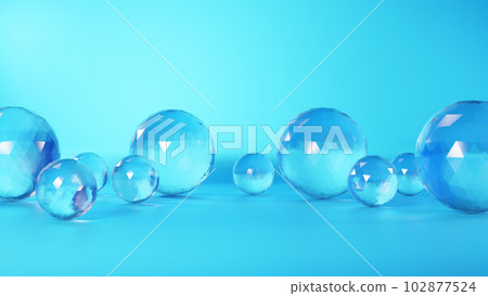 Transparent glass sphere on light blue background. (Landscape) Transparent glass sphere on light blue background. (Landscape) 102877524