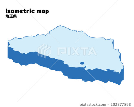 Isometric, three-dimensional map of Saitama Prefecture, prefectural capital, illustration of map by prefecture 102877898