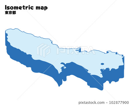 Isometric, three-dimensional map of Tokyo, prefectural capital, illustration of map by prefecture 102877900