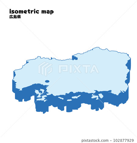 Isometric, three-dimensional map of Hiroshima Prefecture, prefectural capital, illustration of map by prefecture Isometric, three-dimensional map of Hiroshima Prefecture, prefectural capital, illustration of map by prefecture 102877929