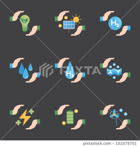 Energy Saving flat icons collection. Eco Friendly symbol icon set. for web design symbols and infographic elements.vector design Energy Saving flat icons collection. Eco Friendly symbol icon set. for web design symbols and infographic elements.vector design 102878701