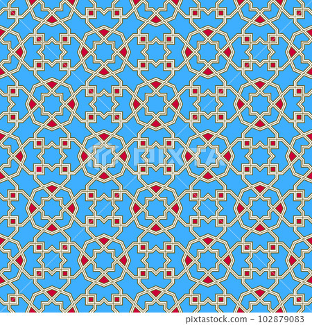 Seamless arabic tradition geometric ornament in color. 102879083