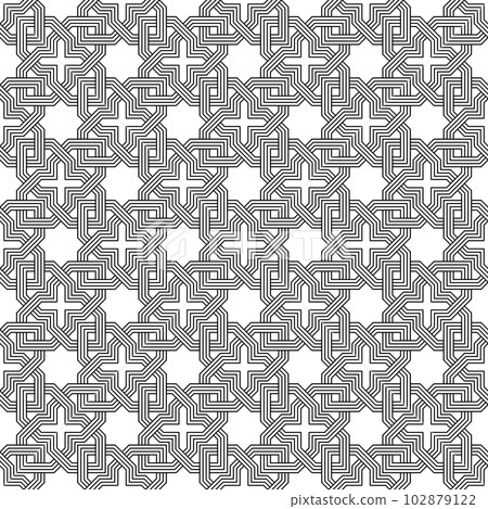 Seamless geometric ornament based on traditional islamic art. Black and white. Seamless geometric ornament based on traditional islamic art. Black and white. 102879122