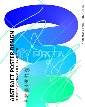 Blue Wave Modern Colorful Poster Blue Wave Modern Colorful Poster 102879469