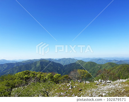 Shiga Prefecture, Mt. Ibuki Blue Sky and Mountain Range 102879571