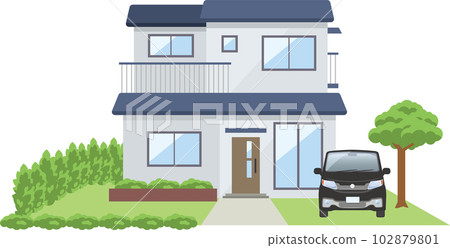 兩層樓房屋的圖像插圖 102879801