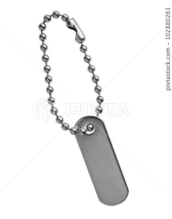 Blank metal tag isolated on white background 102880261