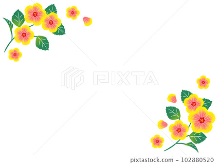 Summery hibiscus hand drawn vector illustration 102880520