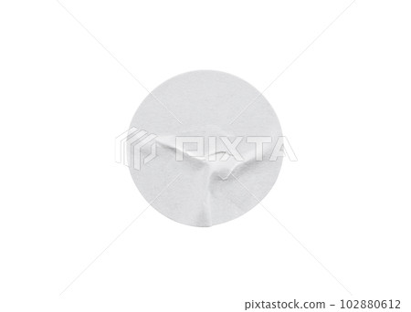 Blank white round paper sticker label isolated on white background with clipping path Blank white round paper sticker label isolated on white background with clipping path 102880612