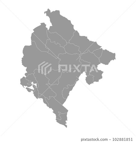 Montenegro gray map with administrative subdivisions. Vector illustration. Montenegro gray map with administrative subdivisions. Vector illustration. 102881851