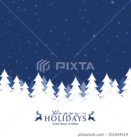 Silhouette illustration of a snowy Christmas night blue Silhouette illustration of a snowy Christmas night blue 102884429
