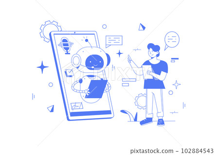 Vector illustrationSmartphone voice application abstract concept vector Vector illustrationSmartphone voice application abstract concept vector 102884543