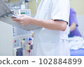 The specialist are checking continuous renal replacement therapy equipment and injection pump and hemodialysis machine. 102884899