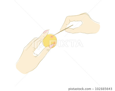 Process of pickling plums, removing stems of plums 102885643