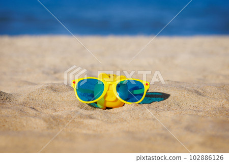 Piggy bank on summer vacation 102886126