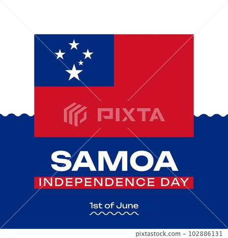 Composition of samoa independence day text with white stars on blue and red background 102886131