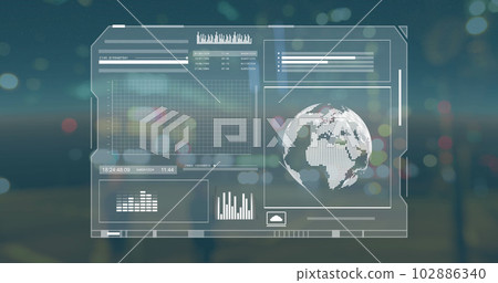 Image of data processing over city lights 102886340