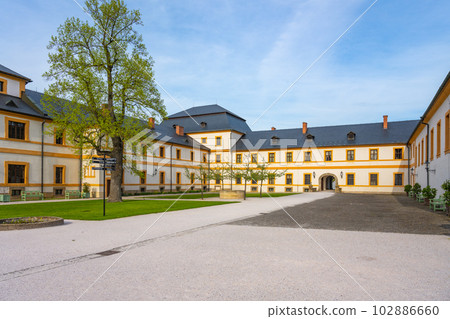 Courtyard of Kuks baroque hospital complex on sunny summer day Courtyard of Kuks baroque hospital complex on sunny summer day 102886660