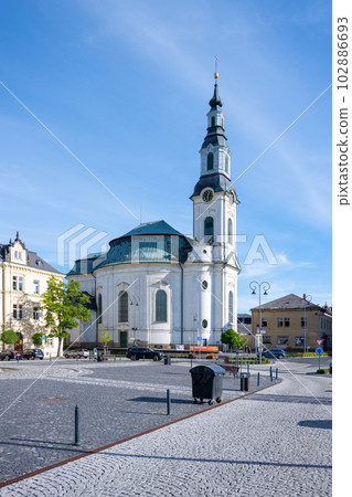 The Church of the Assumption of the Virgin Mary on Namesti Miru in Novy Bor, Czech Republic The Church of the Assumption of the Virgin Mary on Namesti Miru in Novy Bor, Czech Republic 102886693