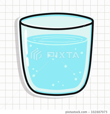 Cute glass of water sticker character. Vector hand drawn cartoon kawaii character illustration icon. Fun glass of water sticker character concept 102887073
