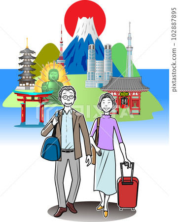 旅遊日本旅遊景點的老年夫婦 旅遊日本旅遊景點的老年夫婦 102887895