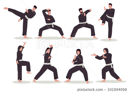 Martial art people vector illustration set. Illustration for website, landing page, mobile app, poster and banner. Trendy flat vector illustration Martial art people vector illustration set. Illustration for website, landing page, mobile app, poster and banner. Trendy flat vector illustration 102894098