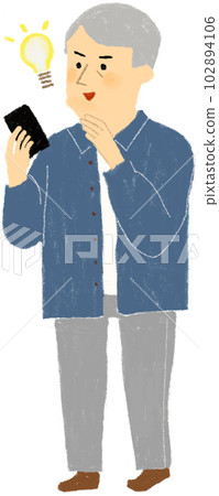 Elderly man holding a smartphone Elderly man holding a smartphone 102894106