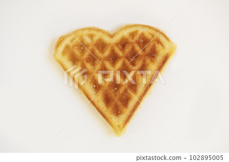 Heart shaped cookies. Viennese waffles on a white background 102895005