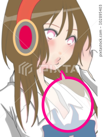 聽音樂的可愛女孩插畫素材(7) 聽音樂的可愛女孩插畫素材(7) 102895403
