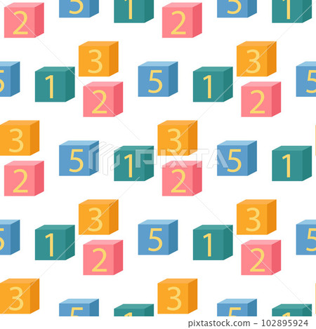 Colored cubes with numbers seamless pattern Colored cubes with numbers seamless pattern 102895924