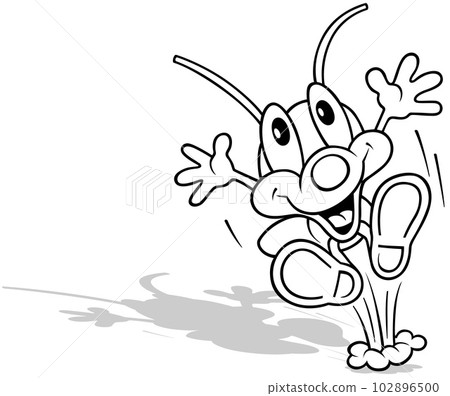 Drawing of a Happy Beetle Jumping for Joy 102896500