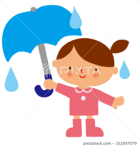 A girl with a blue umbrella 102897079