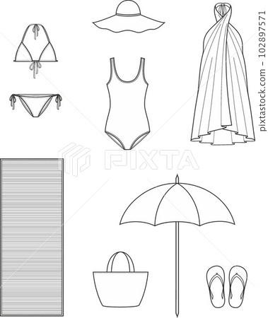 Womens beach wear and accessories. Womens beach wear and accessories. 102897571