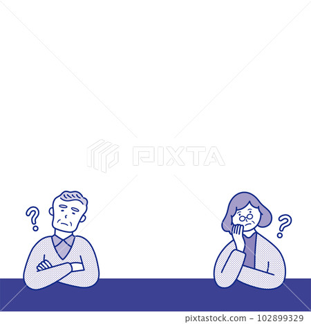 Upper body illustration material of senior men and women who are wondering Upper body illustration material of senior men and women who are wondering 102899329