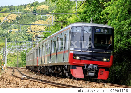 在本宿曲線上行駛的名鐵特快列車 102901158
