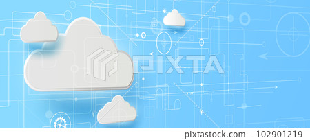 Cloud technology. Integrated digital web concept background 102901219