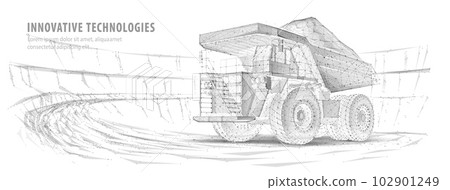Dump truck. Abstract 3d large dumper in quarry. Low pole. Mining machinery, industry equipment Dump truck. Abstract 3d large dumper in quarry. Low pole. Mining machinery, industry equipment 102901249
