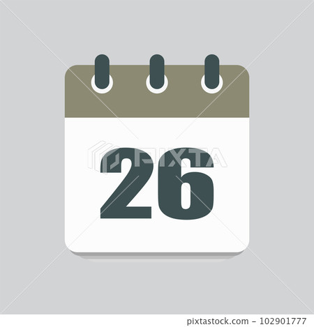 Vector icon calendar day number 26, 26th day month 102901777