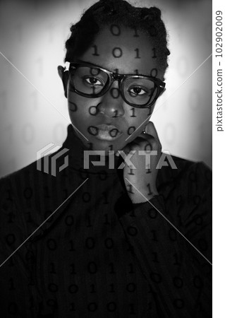 Young female with cyber security problems Young female with cyber security problems 102902009