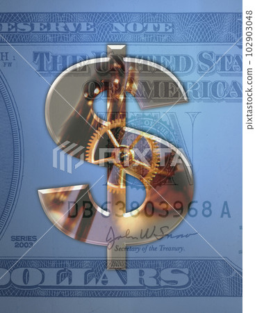 Dollar sign with cog wheels Dollar sign with cog wheels 102903048