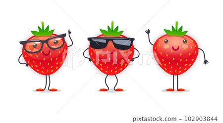 Strawberry Character with Various Face Expressions Strawberry Character with Various Face Expressions 102903844