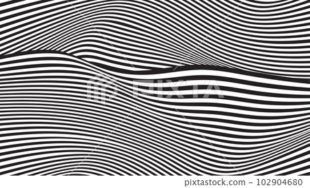 Optical illusion lines background. Abstract 3d black and white wave. Conceptual design of optical illusion vector. Optical illusion lines background. Abstract 3d black and white wave. Conceptual design of optical illusion vector. 102904680