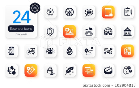 Set of Business flat icons. Online rating, Rating stars and Global business elements for web application. Loyalty points, Puzzle, Coffee cup icons. Calendar, Seo statistics. Vector Set of Business flat icons. Online rating, Rating stars and Global business elements for web application. Loyalty points, Puzzle, Coffee cup icons. Calendar, Seo statistics. Vector 102904813