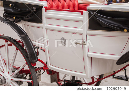 Details and elements of the construction and decor of an old carriage Details and elements of the construction and decor of an old carriage 102905049