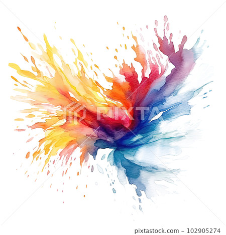 Rainbow watercolor splash. Illustration AI Generative 102905274